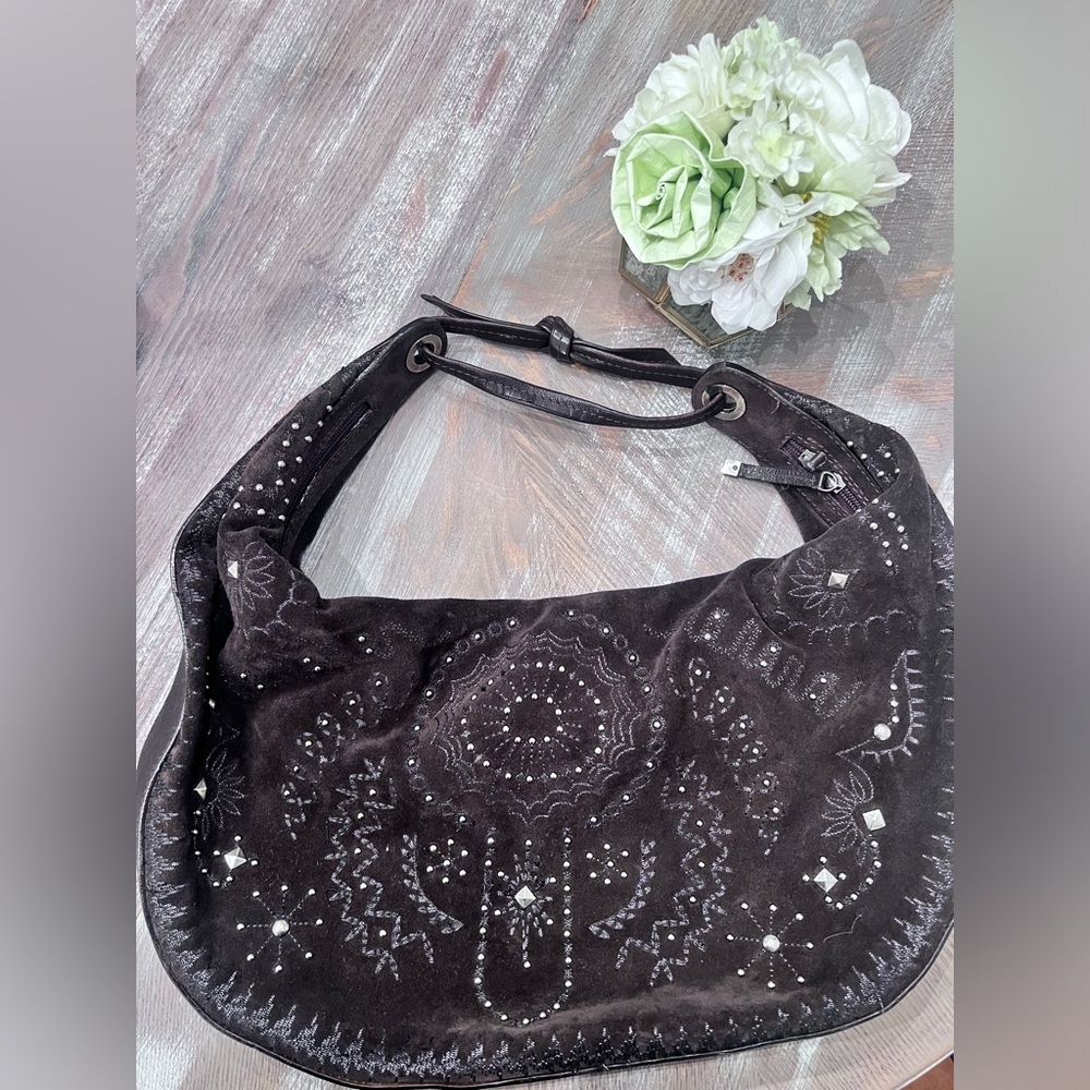 DONALD J PLINER Dark Brow Swede Purse Handbag. Excellent condition